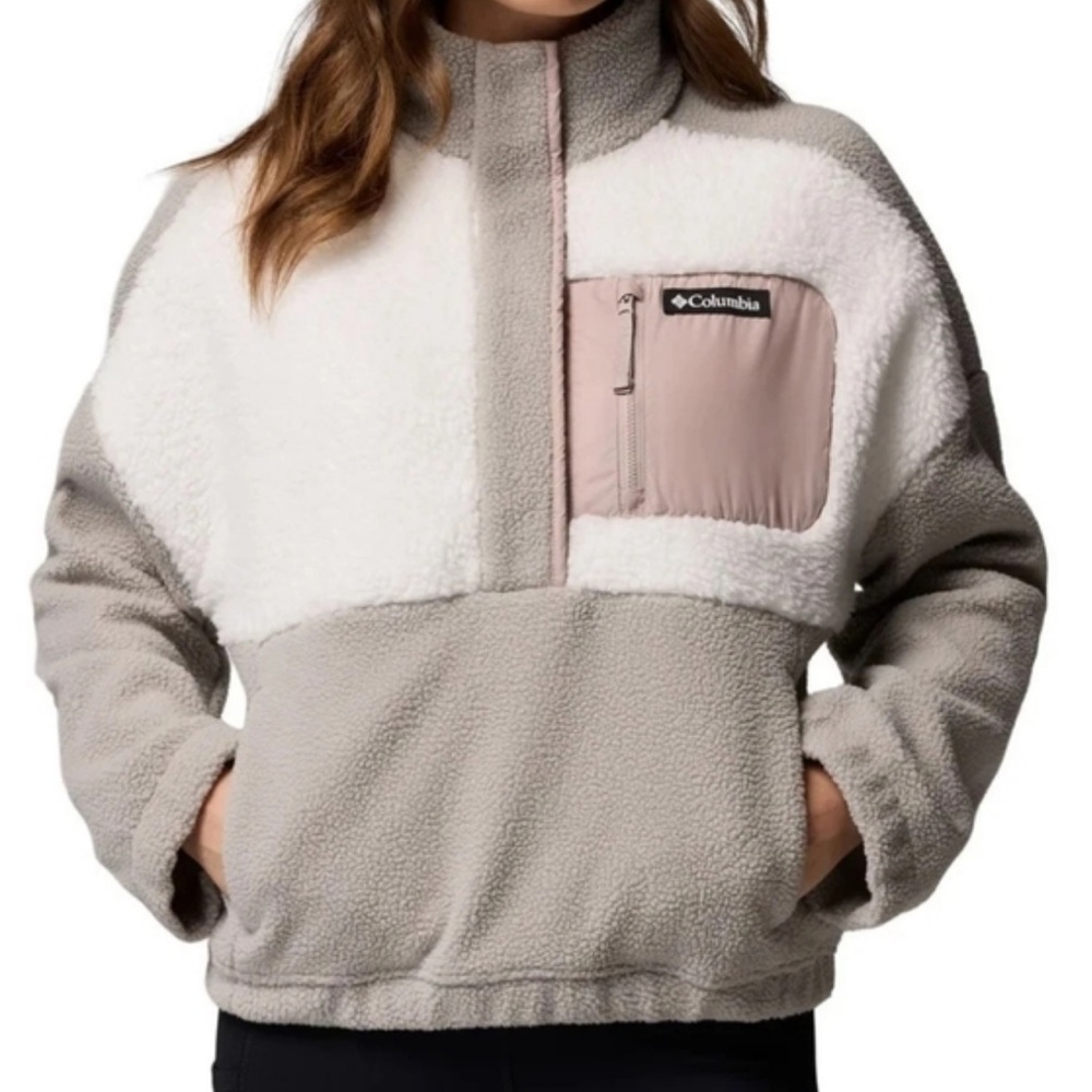 Columbia Two-Tone Lodge pullover dove sea salt crushed clay Women's Small Fleece